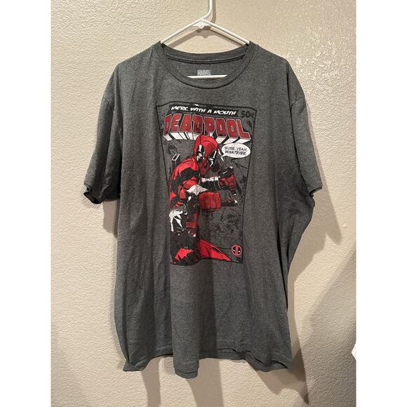 Disney Marvel Deadpool "Merc With a Mouth" Grey Graphic T-shirt  2X - Picture 1 of 3